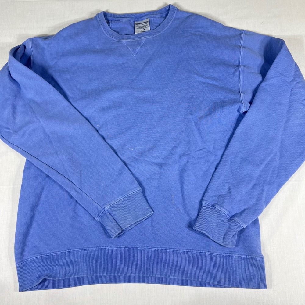 ComfortWash Sweatshirt Mens Medium Blue Crewneck Pullover Hanes Garment Dye M